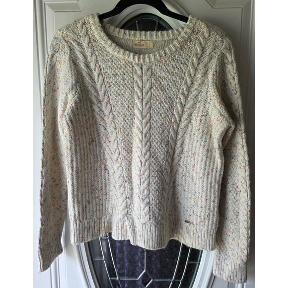 Hollister Cable Knit Cream Sweater Womens Size Large - Picture 1 of 5